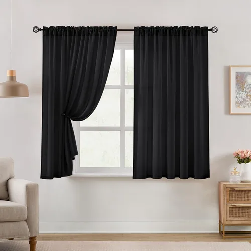 Vista 11 de HOMEIDEAS - Cortinas semitransparentes de privacidad blancas que no se transparentan, 52 x 96 pulgadas Blanco