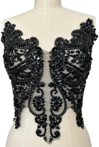 Vista 13 de Apliques de encaje hechos a mano con diamantes de imitación para coser en cuentas de vidrio, accesorios para ropa de vestir (color AB)