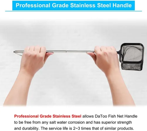 Vista 5 de DaToo Red de peces de acuario de 3 pulgadas para tanque de peces Betta Nano Nylon Net con mango extensible 6-16 pulgadas, 1 año de garantía