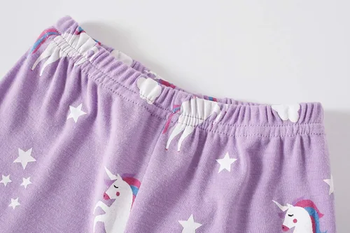 Vista 6 de DolphinFish Pijamas de algodón para niñas pequeñas 2 piezas ropa de dormir para niños conjuntos de manga larga
