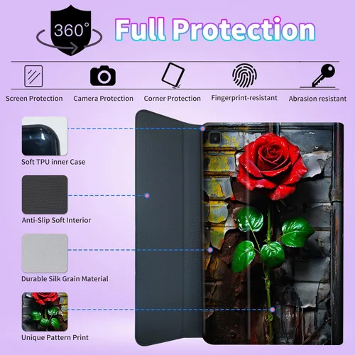 Vista 5 de Funda para Samsung Galaxy Tab S6 Lite 2022/2020 con teclado inalámbrico desmontable y soporte ajustable para proteger la tableta para Samsung Galaxy