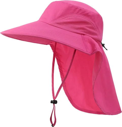Vista 11 de Home Prefer Sombrero de sol para exteriores UPF50+ Sombrero de pesca de malla de ala ancha con solapa para el cuello Azul aguamarina