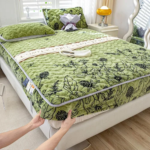 Vista 22 de Juego de sábanas bajeras extra largas tamaño King de 3 piezas con 2 fundas de almohada, forro polar de leche, suave para arrugas y antidecoloración