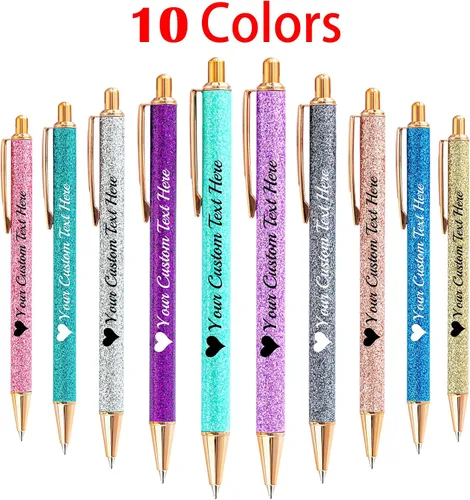Vista 2 de Bolígrafo personalizado, 1 unidad, bolígrafo personalizado con logotipo de mensaje de nombre comercial impreso, carcasa de metal brillante de tinta