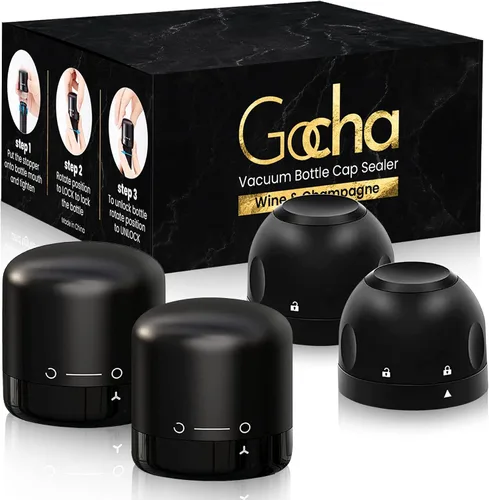 Vista 10 de GOCHA Tapón de vino al vacío, conservador de vino al vacío integrado, sellador universal de botellas de vino, parte superior giratoria de silicona