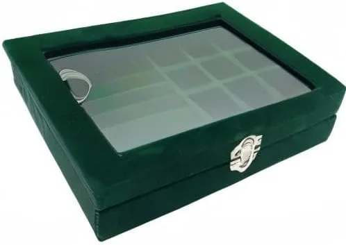 Vista 6 de Joyero organizador, caja de almacenamiento de joyería con tapa de vidrio transparente, caja de anillo de joyería de vidrio de terciopelo, estuche