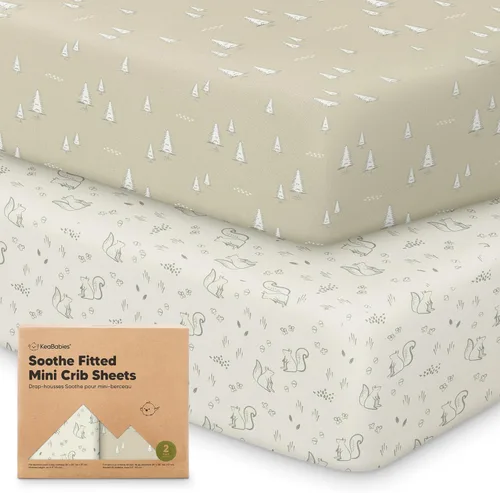 Vista 42 de 2 paquetes de sábanas ajustadas para mini cuna - 38x26 sábanas Pack N Play para colchón Pack and Play, algodón orgánico, ropa de cama transpirable