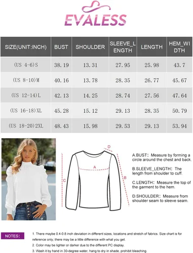 Vista 6 de EVALESS Blusas holgadas de cuello alto para mujer, manga larga, estilo casual, para el trabajo, blusas