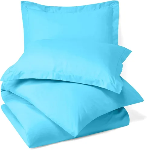 Vista 3 de Clara Clark Funda de edredón de microfibra ultra suave de doble cepillado, funda de edredón con cierre de botón y 2 fundas de almohada, color azul