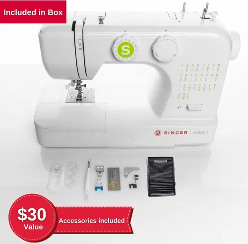 Vista 2 de SINGER Máquina de coser SM024 con kit de accesorios incluido, 24 puntadas, simple e ideal para principiantes