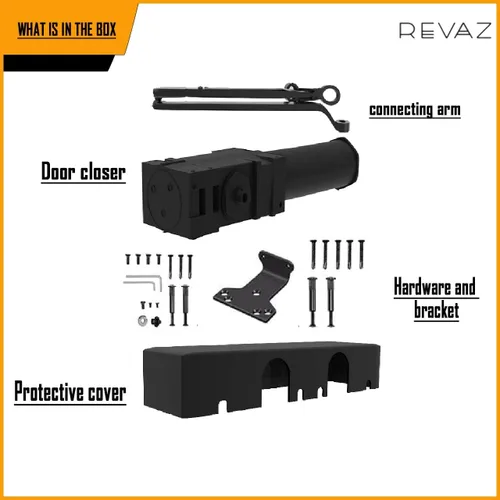 Vista 6 de REVAZ Cierrapuertas comercial extra resistente D9016 BC, con certificación UL, cubierta de plástico ignífugo, tamaño ajustable 1-6, grado 1, hierro