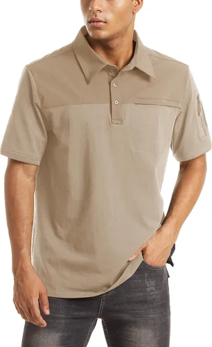 Vista 4 de MAGNIVIT Polo de manga corta para hombre, de secado rápido, militar, táctico, sin botones