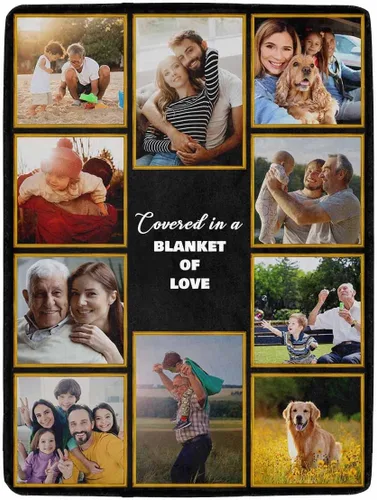 Vista 9 de YESCUSTOM Manta personalizada con 10 fotos, manta familiar personalizada para mamá y papá, mantas personalizadas de collage de fotos, mantas