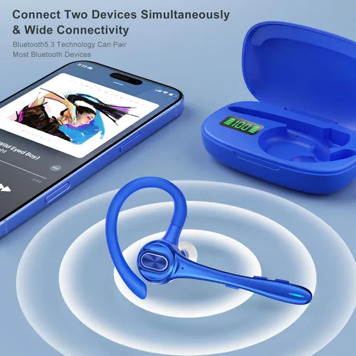 Vista 5 de Auriculares inalámbricos Bluetooth con micrófono de cancelación de ruido 160H Tiempo de espera Auriculares manos libres Auriculares auriculares