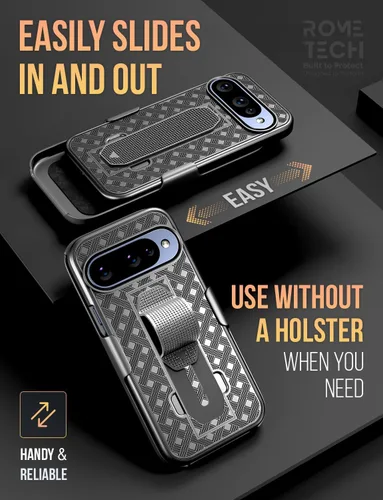 Vista 3 de Funda diseñada para Google Pixel 10/10 Pro con funda de clip para cinturón Negro