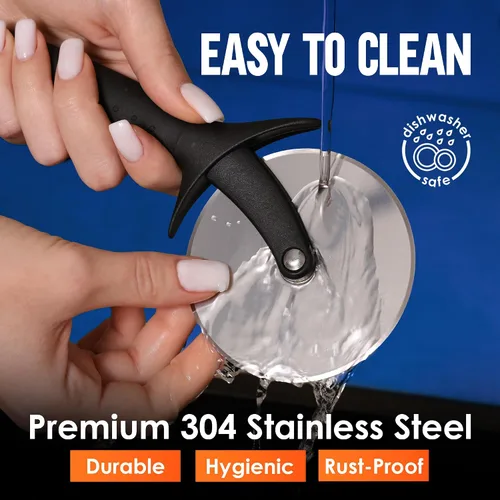 Vista 6 de Cortador de Pizza KitchenStar - Cuchillo de corte de acero inoxidable 304 con hoja súper afilada, mecanismo de eje anti-vacilación, mango ergonómico