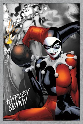 Vista 16 de Trends International DC Comics - Póster de pared de Harley Quinn, la bomba, 14.725 x 22.375 pulgadas, versión enmarcada de madera de granero