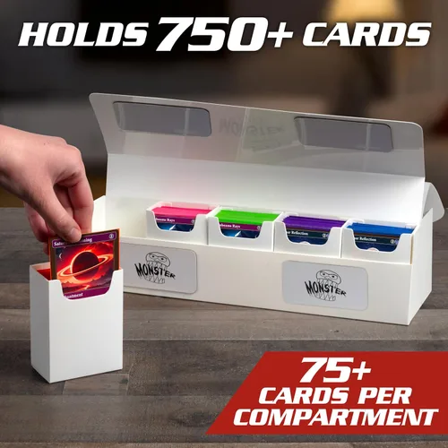 Vista 3 de Monster Protectors Caja magnética Deca de 10 barajas, color negro, con capacidad para 750 tarjetas TCG, cierre de autobloqueo, compatible