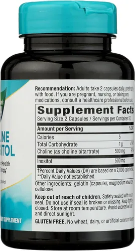 Vista 7 de Nature's Way Colina e inositol, salud cerebral*, energía celular*, 1000 mg por porción, 100 cápsulas