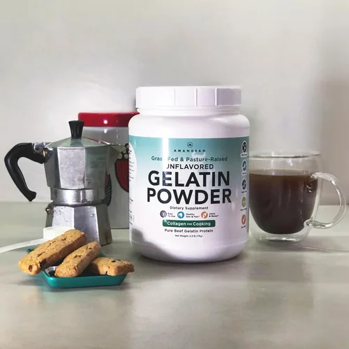 Vista 5 de Beef Gelatin, Gelatina en polvo de vacuno alimentado a pasto (XL 2.2 libras) sin sabor Suplemento proteico anti-edad 18 Aminoácidos para tener