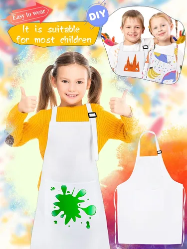 Vista 5 de 22 delantales coloridos para niños, a granel, pintura artística, delantales de tela colorida para niños y niñas, manualidades, hogar, cocina, aula