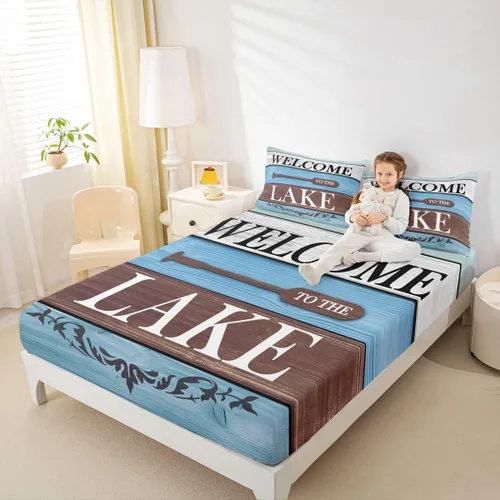 Vista 28 de Erosebridal Fishing Fitted Sheet Twin for Boys, Big Pike Fish Black Bed Sheets for Rustic Farmhouse Lake House Decor, Fishing Bedding Set Marine