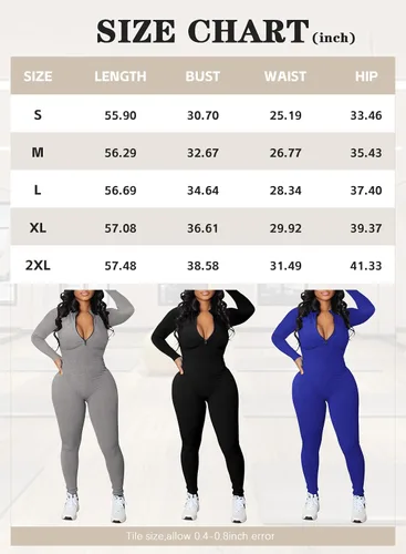 Vista 6 de EQQZD Mono sexy ajustado de manga larga para mujer, disfraz de una pieza con cremallera