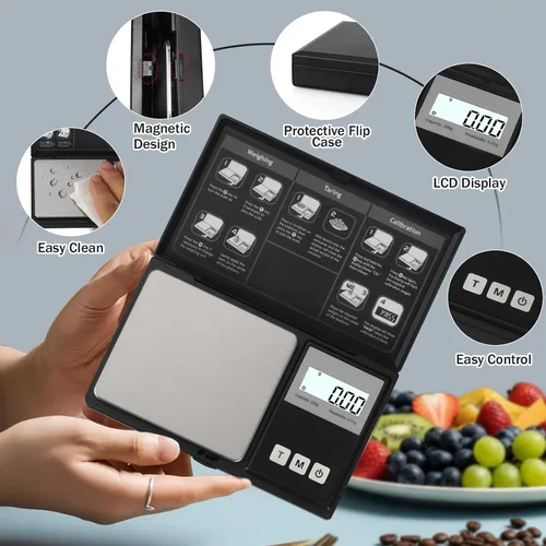 Vista 6 de Báscula digital de bolsillo de gramo de 0.00 oz de precisión, mini báscula digital de gramos, pequeña báscula de alimentos, báscula de joyería