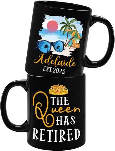 Vista 18 de Taza de café negra de jubilación personalizada, Jubilado está bajo nueva gestión, mira a la esposa para más detalles, taza de té de 11 15 onzas