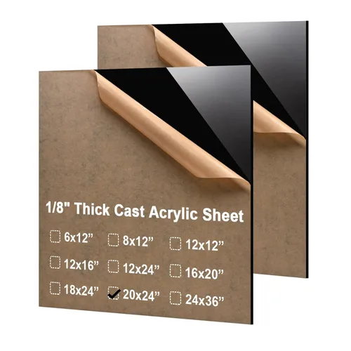 Vista 55 de KINLINK Láminas de plexiglás 6x12 de 1/8 pulgada de espesor - Lámina de acrílico negro fundido de 3mm, lámina de plástico policarbonato