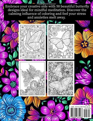 Vista 2 de The Colorful World of Butterflies Adult Coloring Book Embrace Your Creativity and Let Your Imagination Soar with 50 Inspiring Butterflies Coloring