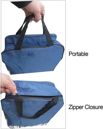 Vista 3 de Bolsa de almacenamiento impermeable de tela Oxford – Bolsa de repuesto para carrito de compras con cremallera de 35 litros, bolsa de compras
