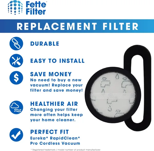 Vista 2 de Fette Filter - Kit de filtro de vacío de repuesto, 1 filtro de polvo y 1 juego de filtros de espuma de motor de poste compatible con Eureka