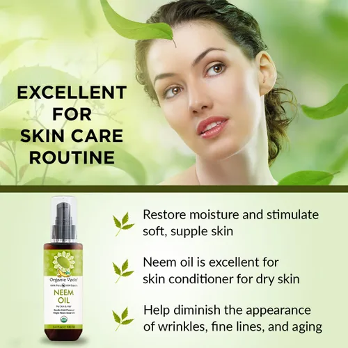 Vista 7 de Organic Veda Aceite de neem puro, prensado en frío y orgánico para piel, cabello, cara, cuerpo, cuero cabelludo, hidratante natural, aceite