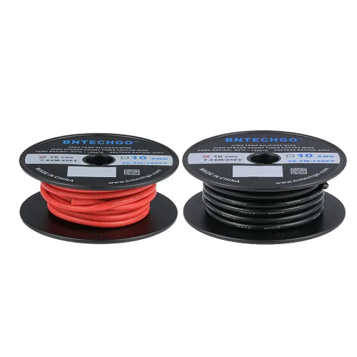 Vista 27 de BNTECHGO Carrete de alambre de silicona calibre 10 de 25 pies, alambre de cobre estañado trenzado de 10 AWG, color azul flexible