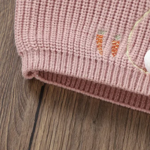 Vista 8 de Sudadera de punto con bordado de amor para niña y niña pequeña, ropa de primavera