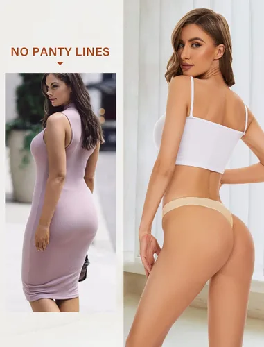 Vista 5 de Sunm Boutique Tangas sin costuras para mujer, tangas invisibles, de nailon, elásticas, ropa