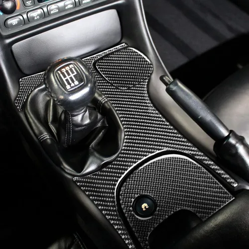 Vista 7 de Fibra de carbono Accesorios interiores de coche inferior central W/O tracción control cubierta ajuste compatible con para Chevrolet Corvette C5 1998