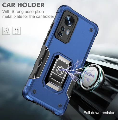 Vista 7 de Funda diseñada para Xiaomi 12 Pro, soporte giratorio, protección de lente de cámara a prueba de caídas, oro rosa