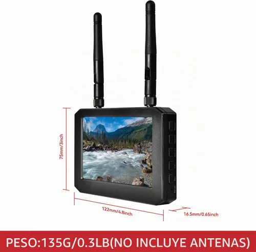 Vista 2 de Monitor FPV para cámara FPV- Pantalla FPV de 5.8 GHz 4.3 pulgadas con receptor DVR 40CH 800x480 IPS Batería incorporada para RC Hobby FPV Drone RC