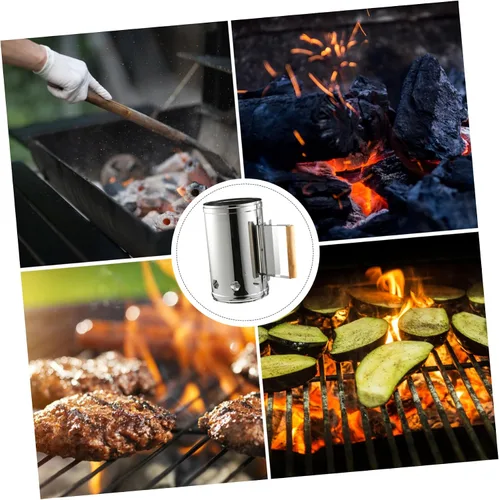 Vista 4 de Yardwe Accesorios de parrilla de cubo de acero inoxidable para parrilla al aire libre, accesorios de arranque de chimenea de cocina al aire libre