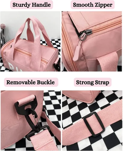 Vista 5 de Bolsa de gimnasio pequeña estética, bonita bolsa de lona con asa, bolsa de viaje para el hombro, bolsa cruzada resistente para deportes de natación