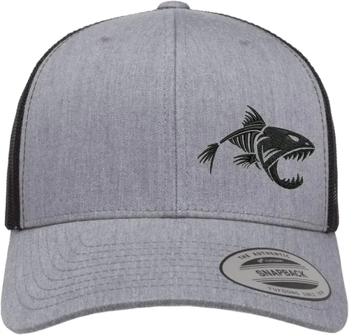 Vista 2 de Sombrero de pesca para hombres y mujeres Elegante sombrero de camionero bordado de hueso de pescado Sombreros de malla Snapback para hombres
