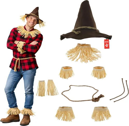 Vista 9 de Nicky Bigs Novelties Sombrero de fieltro de mago, sombrero de hechicero de bruja, disfraz de espantapájaros, accesorio para Halloween Negro
