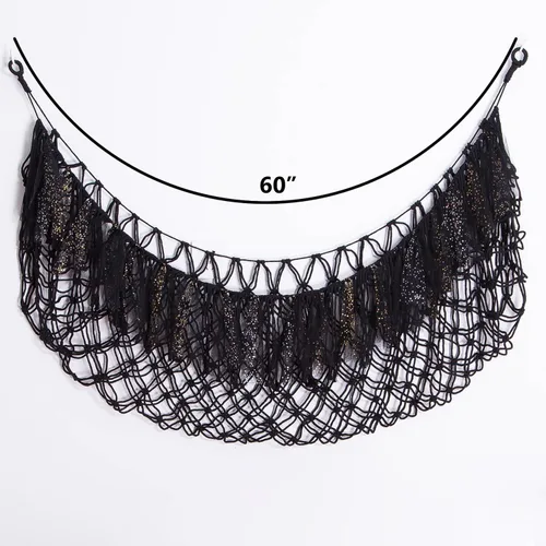 Vista 6 de Hamaca grande de animales de peluche con luz montada en la pared, hamaca Squishmallow de peluches, organizador de juguetes, hamaca de macramé Negro