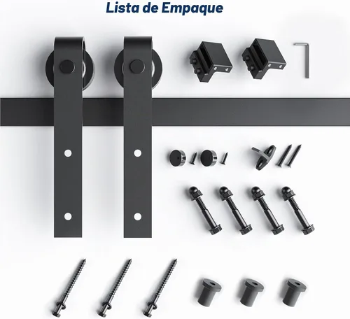 Vista 7 de EaseLife Kit de riel de herrajes para puerta corrediza de granero de 4 pies, polea básica en J, se desliza suavemente y silenciosamente, fácil