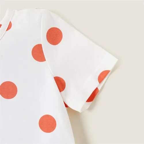 Vista 9 de PATPAT Paquete múltiple de vestidos florales para niña pequeña, paquete de 23 unidades, a lunares, manga corta, vestido de corte en línea A