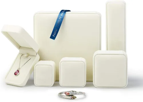 Vista 8 de Oirlv Caja de regalo de collar grande de terciopelo Collar de perlas Caja de joyería blanca