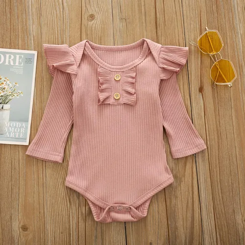 Vista 5 de Conjunto de ropa para niñas recién nacidas con manga voladora pantalones lindos diadema de 3 piezas