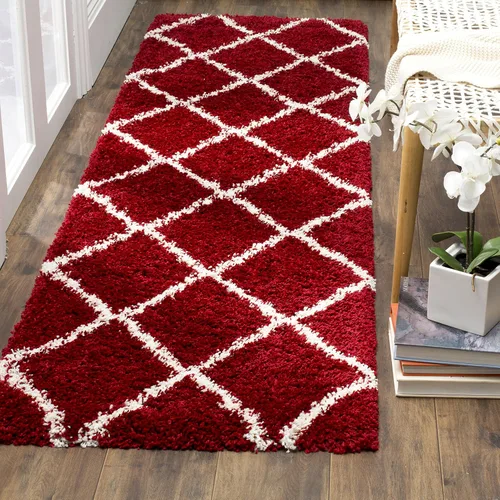 Vista 51 de SAFAVIEH Hudson Shag Collection - Alfombra decorativa de 2 x 3 pies, color beige y marfil, diseño moderno de enrejado, no desprende pelusa